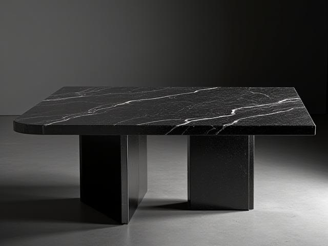 Minimalistiskt matbord i svart granit